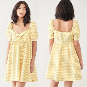 O.P.T. yellow white gingham Picknicker mini babydoll dress
